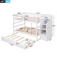 preview thumbnail 61 of 65, Wooden Bunk Bed Storage Bed with Twin Size Trundle and 3 Storage Stairs
