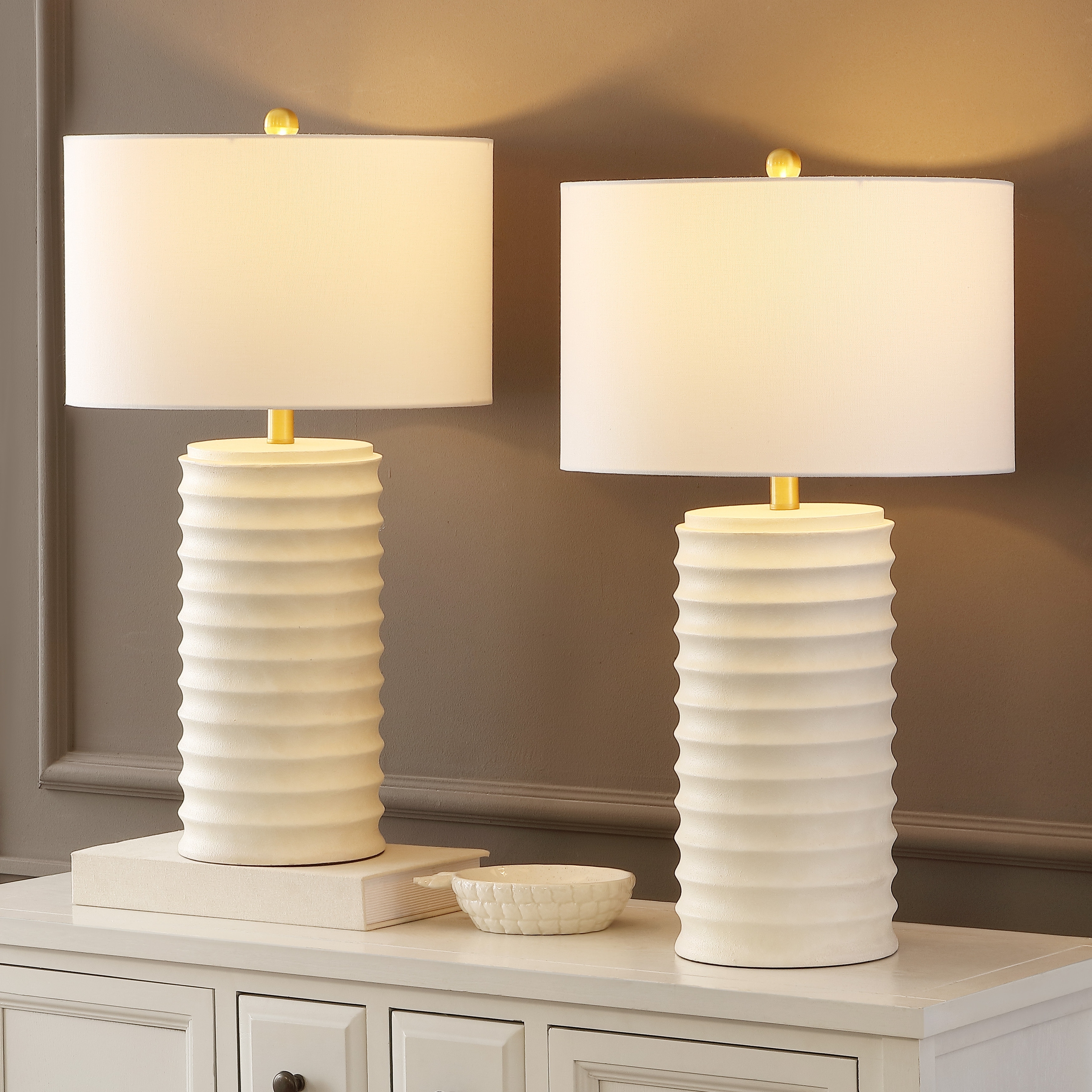 SAFAVIEH Lighting Teruyo Grey LED Table Lamps (Set of 2) - 16"x16"x28.5" - 16"W x 16"D x 29"H