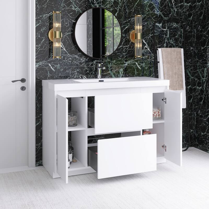 Floating Bathroom Vanity with Integrated Resin Top