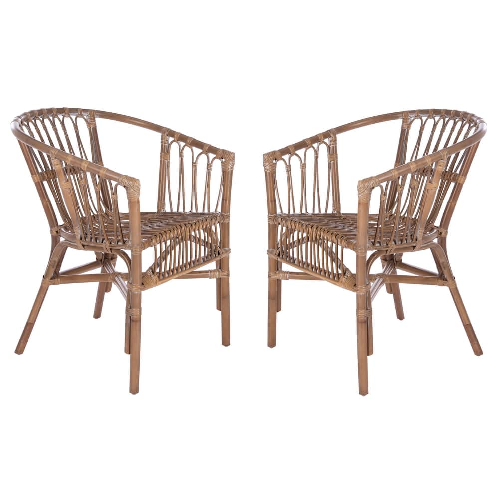SAFAVIEH Silia Rattan Accent Chairs (Set of 2) - 22.8" W x 23.6" L x 30.3" H - 23Wx24Dx30H