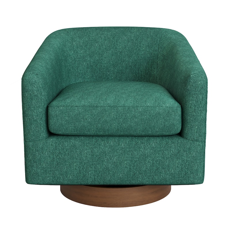 Modern Accent Chair Upholstered Fabric Living Room Swivel Barrel Armchair Wood Frame