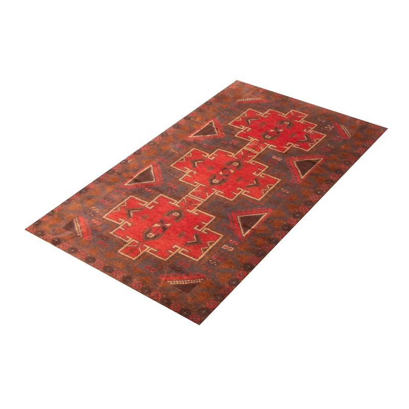ECARPETGALLERY Hand-knotted Baluch Red Wool Rug - 3'5 x 6'0