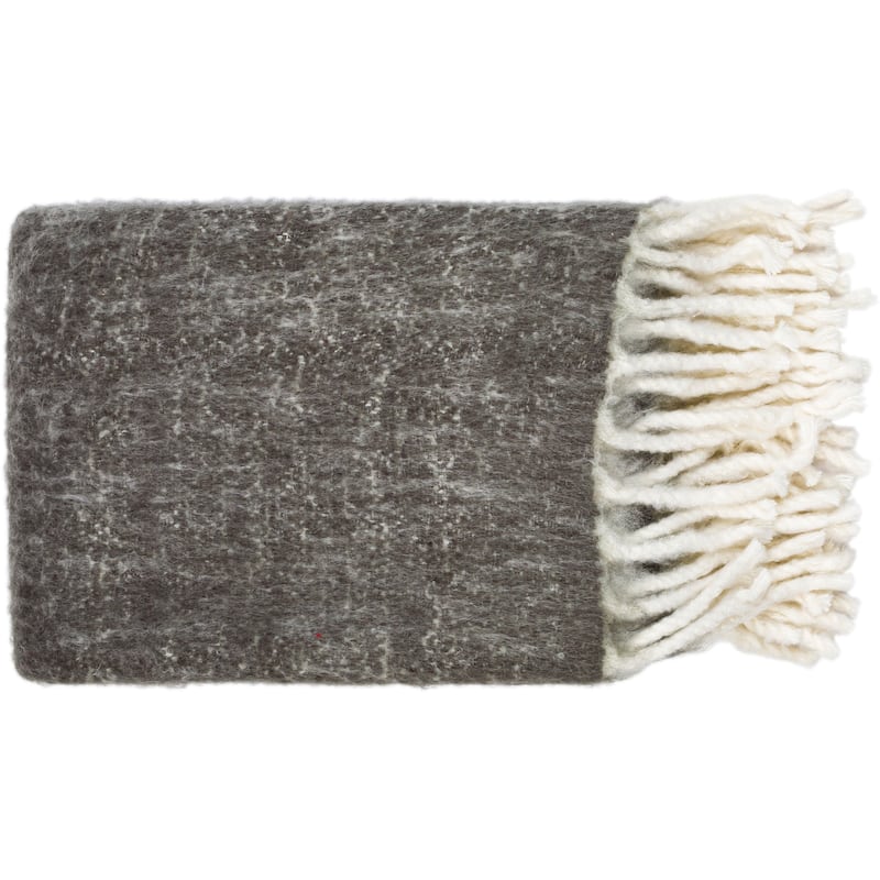 Livabliss Finnegan Cottage Hand Woven Acrylic Throw - Charcoal