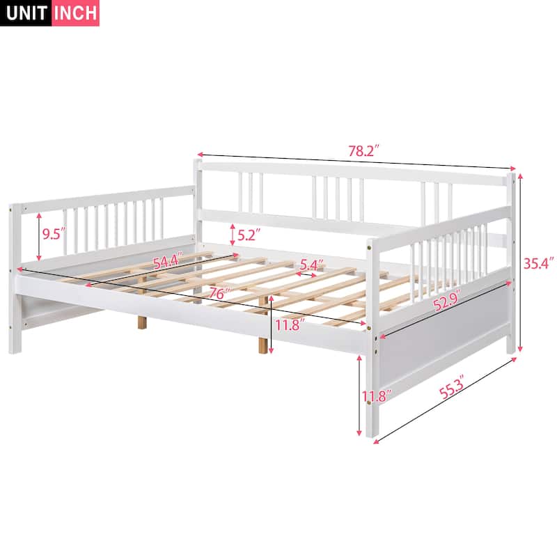 Full Size Classic Solid Wood Daybed: Sturdy Frame, Storage