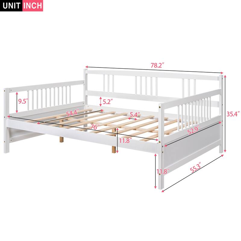 Full Size Daybed with Support Legs, White - Multi-functional Furniture for Bedroom or Living Room