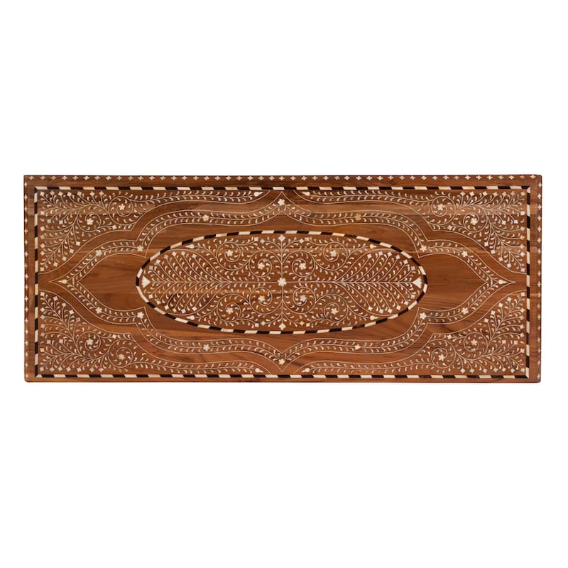 Rashmi 40 in. W Rectangular Teak & Bone In-Lay 4 Drawer Accent Chest