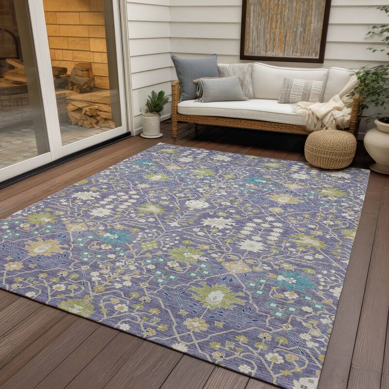 Machine Washable Indoor/ Outdoor Global Traditional Chantille Rug - Lavender - 3' x 5'