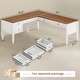 preview thumbnail 108 of 156, Farmhouse Executive L Shaped Desk Home Office Desk with Drawers and Storage Cabinet & Power Outlet