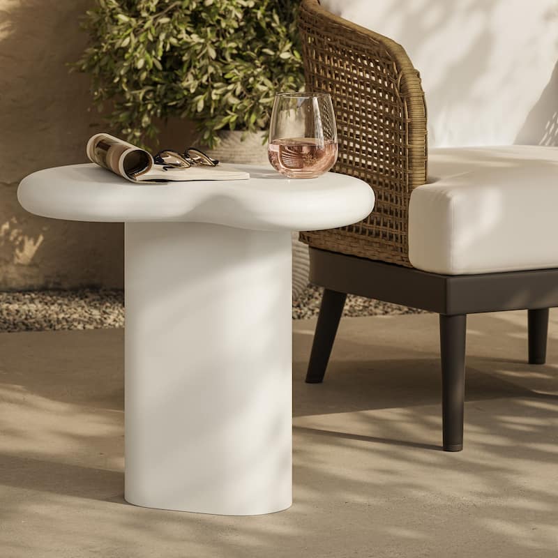 Elowen Outdoor Patio Side Table - White