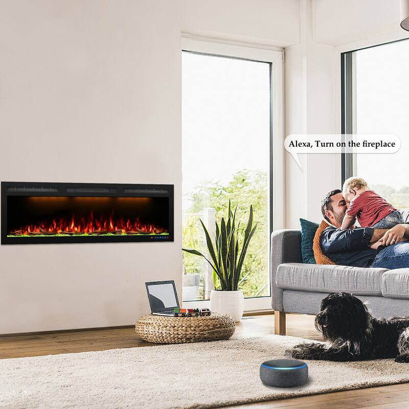 72inches WiFi-Enabled Electric Fireplace Inserts,Smart Control via Alexa or App