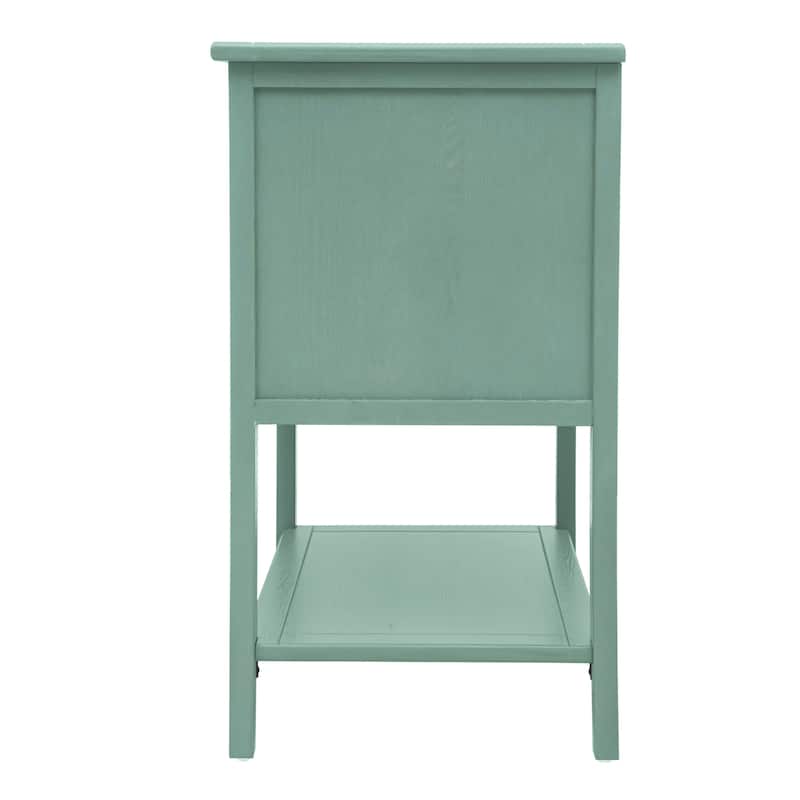 2 Drawer Side Table,American Style,End Table,Suitable for Bedroom, Living Room,Study,Light Green