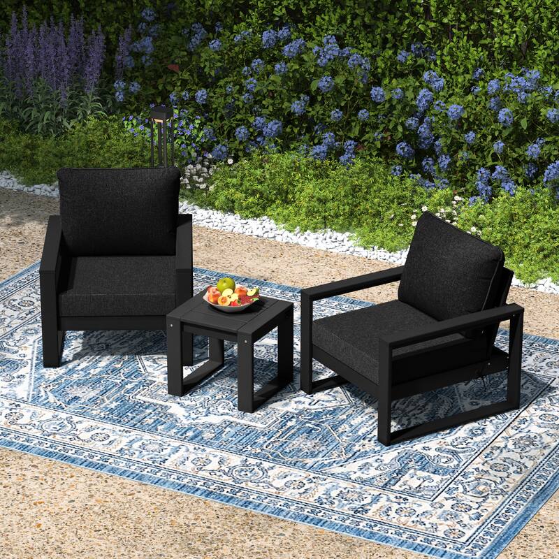 Endless Patio Sectional 3-Piece Deep Seating Set with Black Frame