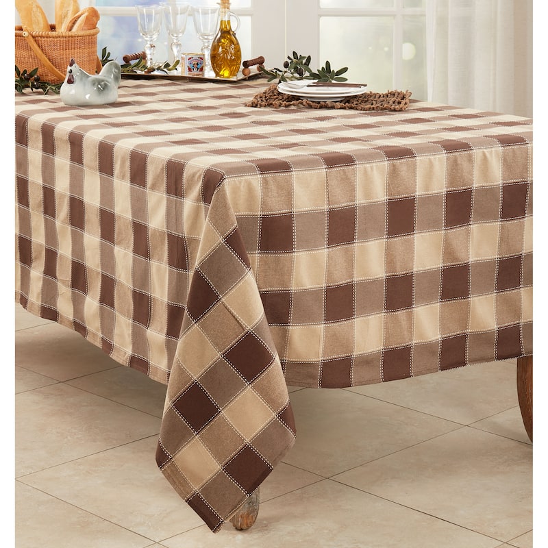 Stitched Design Plaid Tablecloth