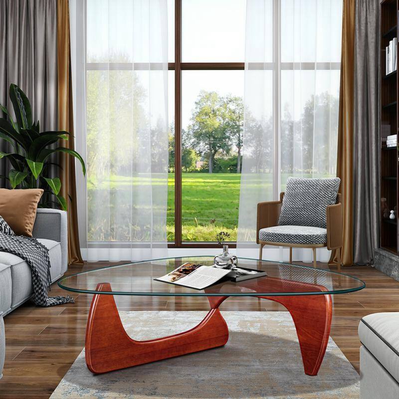 Modern Solid wood/Tempered glass coffee table