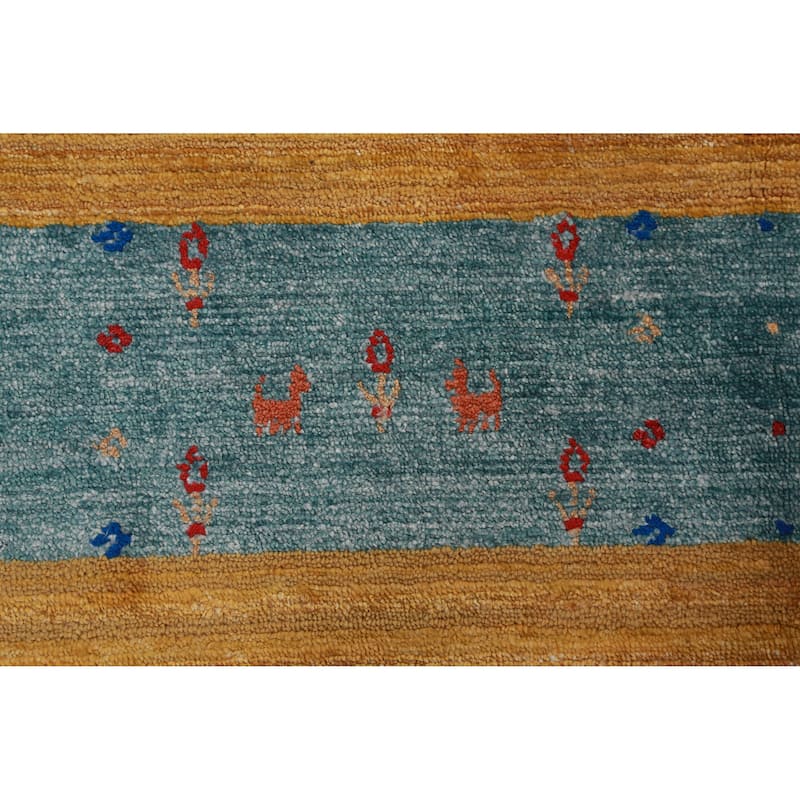 Hand Knotted Oriental 100% Wool Carpet Tribal Stripe Greys & Charcoal Gabbeh Area Rug - 12' 0'' X 9' 2''