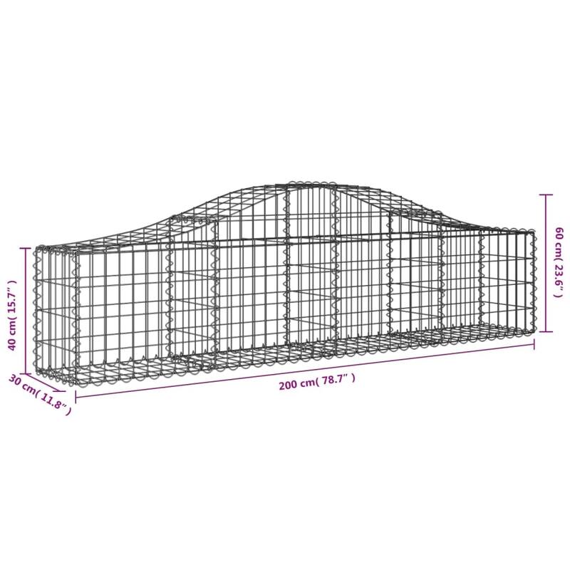 vidaXL Gabion Basket Arched Gabion Basket Planter for Flower Galvanized Iron - 78.7 x 78.7 x 23.6 inch
