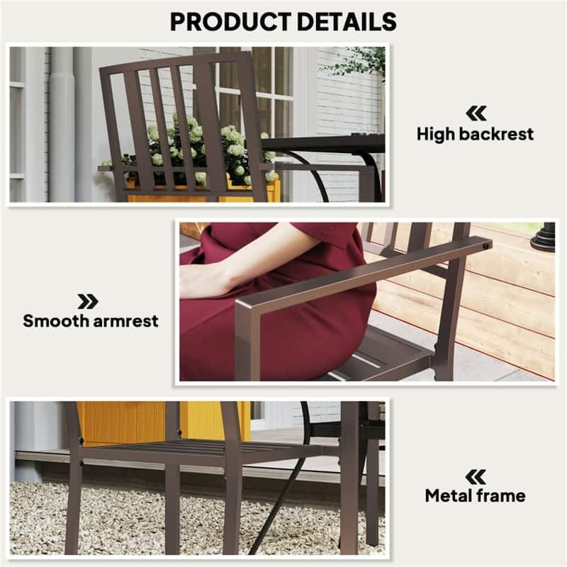 Galvanized Steel Outdoor Dining Chair Set of 2 Stackable - 22.5" W x 22.75" D x 35" H