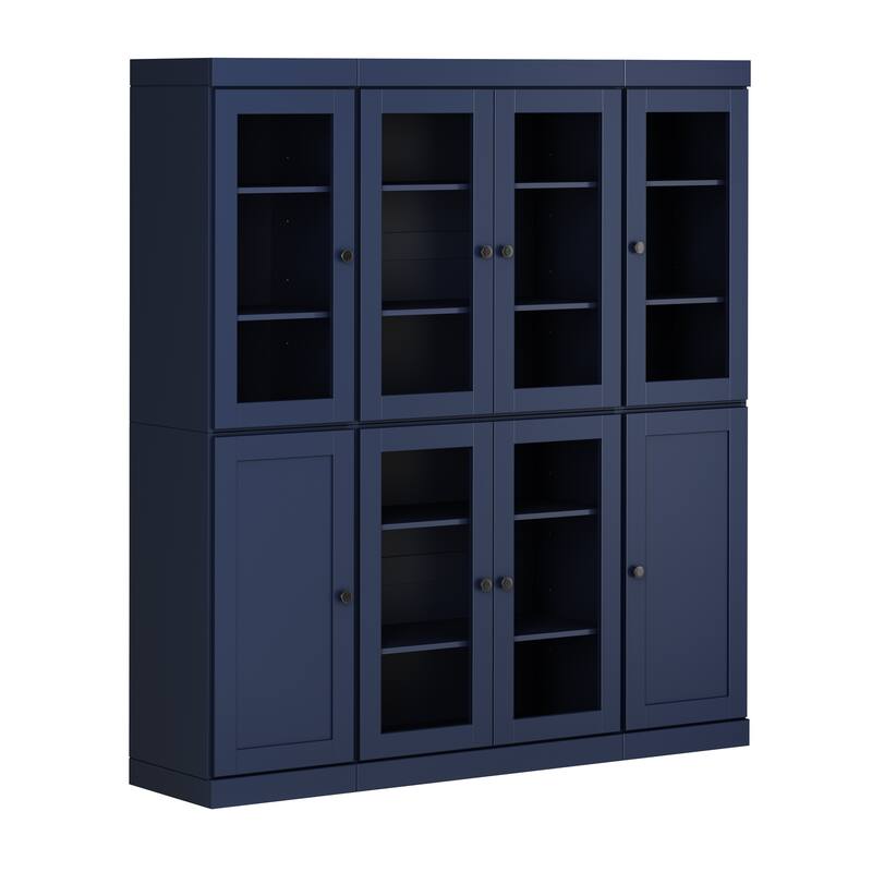Palace Imports 100% Solid Wood 65" Pantry Cabinet with Clear Glass, Shaker Doors and Adjustable Shelves