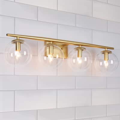 Modern Gold 4/ 3-light Bathroom Vanity Lights Glass Globe Wall Sconces