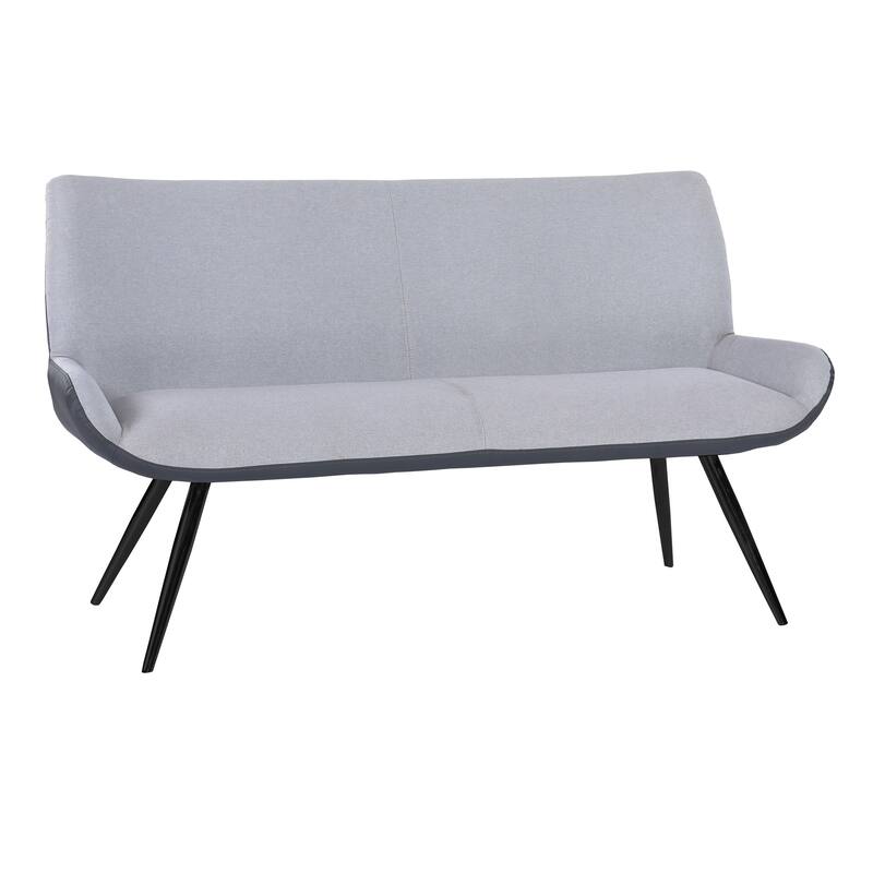 Armen Living Coronado Contemporary Bench in Brushed Gray Powder Coated Finish and Gray Fabric