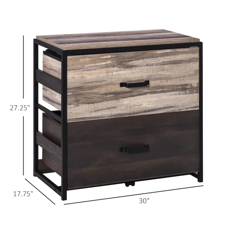 Vinsetto Office File Cabinet with 2 Large Drawers and Adjustable Metal Hanging Bars