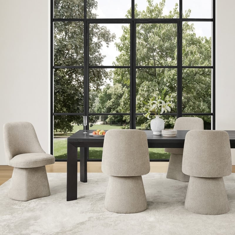 Anna Upholstered Swivel Armless Dining Chair for Kitchen Living Room