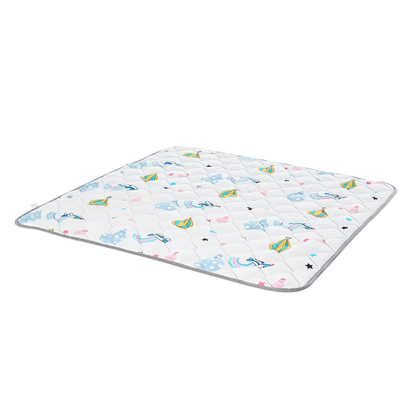 Multi-Color Foldable Soft Baby Play Mat with Anti-Slip Backing and Machine Washable - 50” L x 50” W