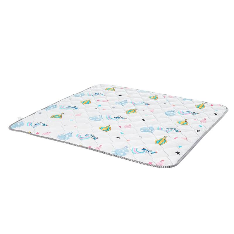 Multi-Color Foldable Soft Baby Play Mat with Anti-Slip Backing and Machine Washable - 50” L x 50” W
