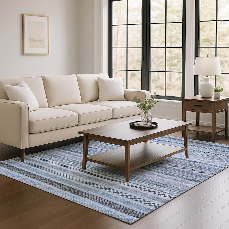 Premium Washable Super Soft Boho Stripes Mayfield Rug - Blue - 2'6" x 3'10"