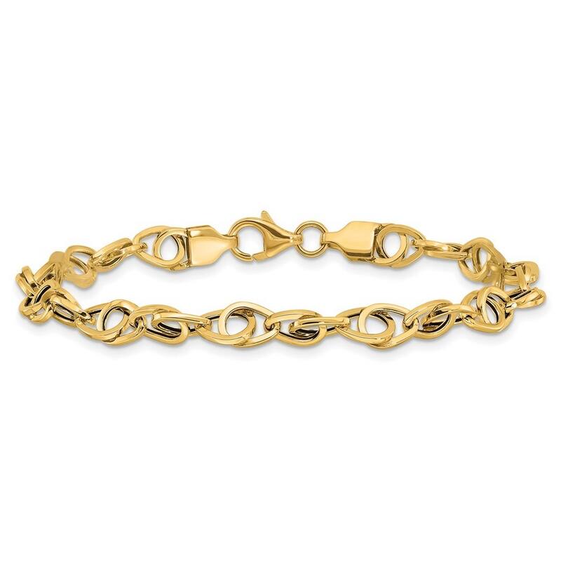 Curata 14k Yellow Gold 7.5" 6mm Polished Fancy Link Bracelet