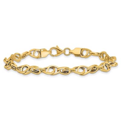 Curata 14k Yellow Gold 7.5" 6mm Polished Fancy Link Bracelet