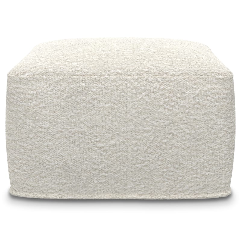 WYNDENHALL Lyanna Contemporary Square Pouf in Ivory Boucle