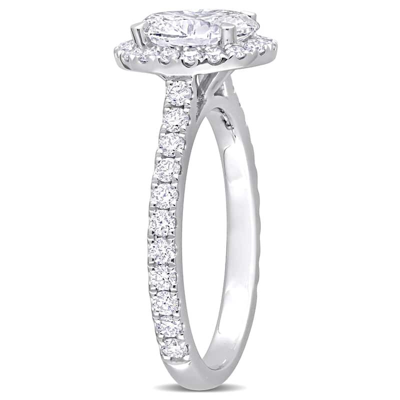 2ct TDW Oval-Cut Lab-Grown Diamond with Tsavorite Accent Halo Engagement Ring in 14k White Gold
