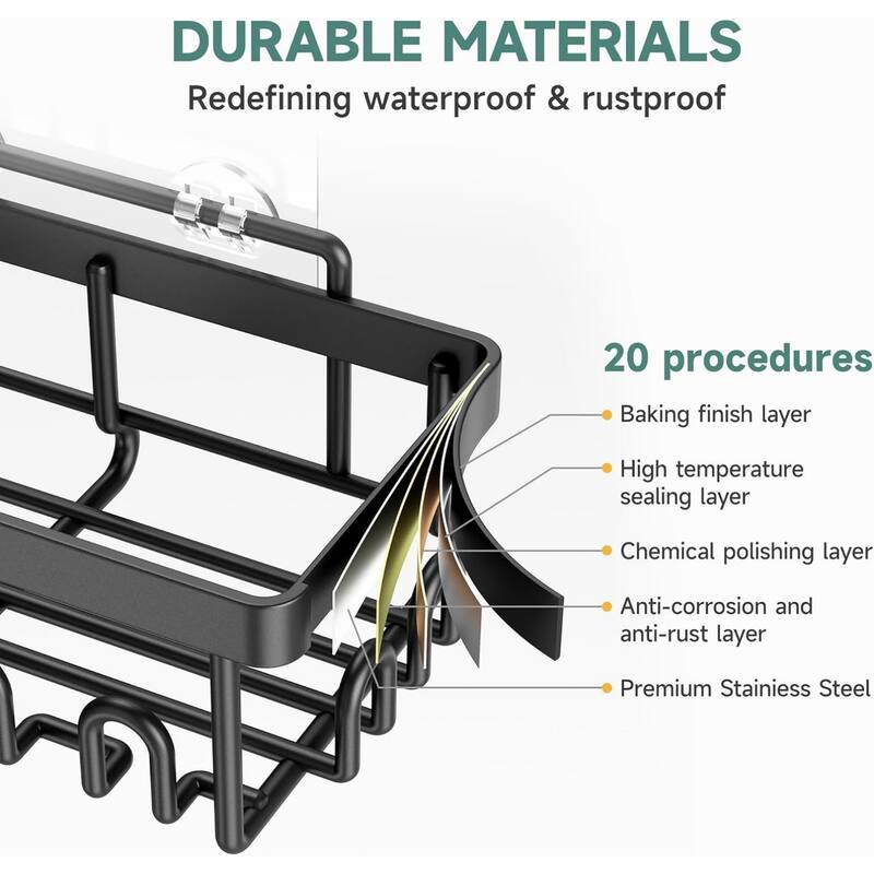 6-Pack Stainless Steel Shower Shelves, Large-Capacity Bathroom Organization and Storage.