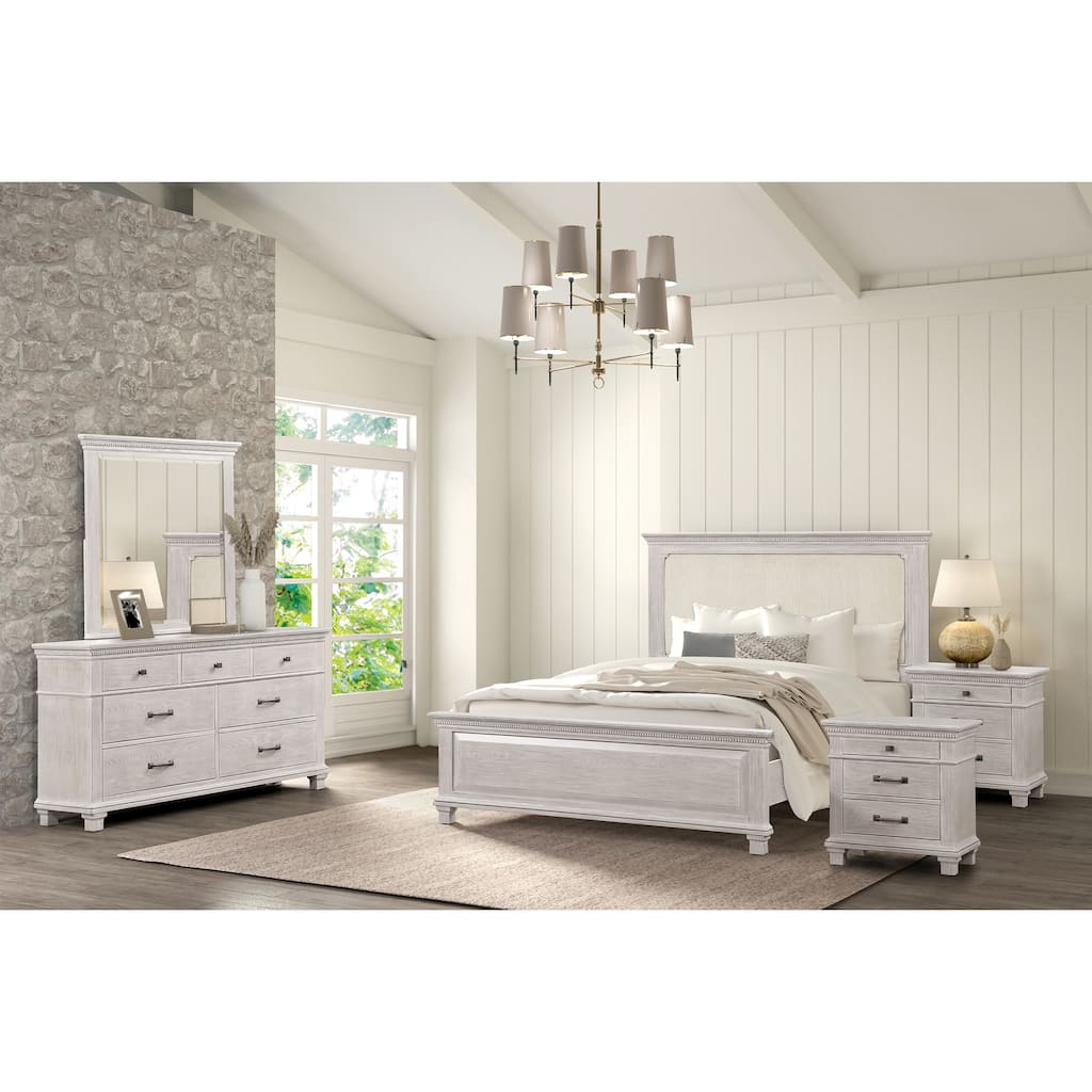 Furniture of America Eleanor Modern Rustic Weathered Grey 5-Piece Solid Wood Bedroom Set with Dentil Molding