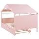 preview thumbnail 10 of 12, Upgrade Reinforcement Version House Bed Trundle Bed - Full - Pink