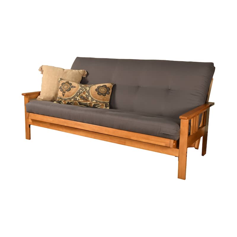 Somette Monterey Full-size Futon Set in Butternut Finish with Twill Gray Mattress