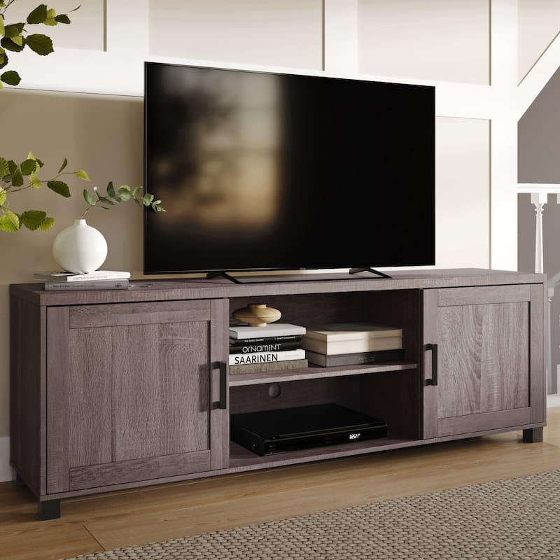 Virlomi TV Stand with Doors, TVs up to 85" - Brown