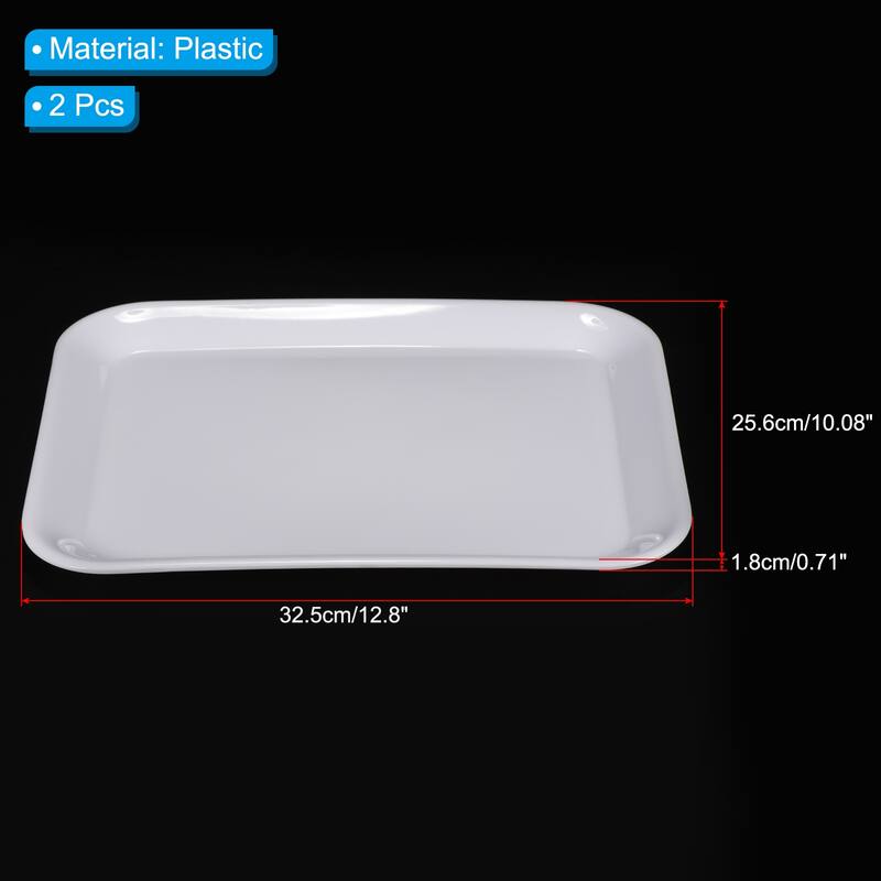 Fast Food Tray, 2 Pack Plastic Serving Tray Reusable Rectangle Tray - White - 12.8x10.1"