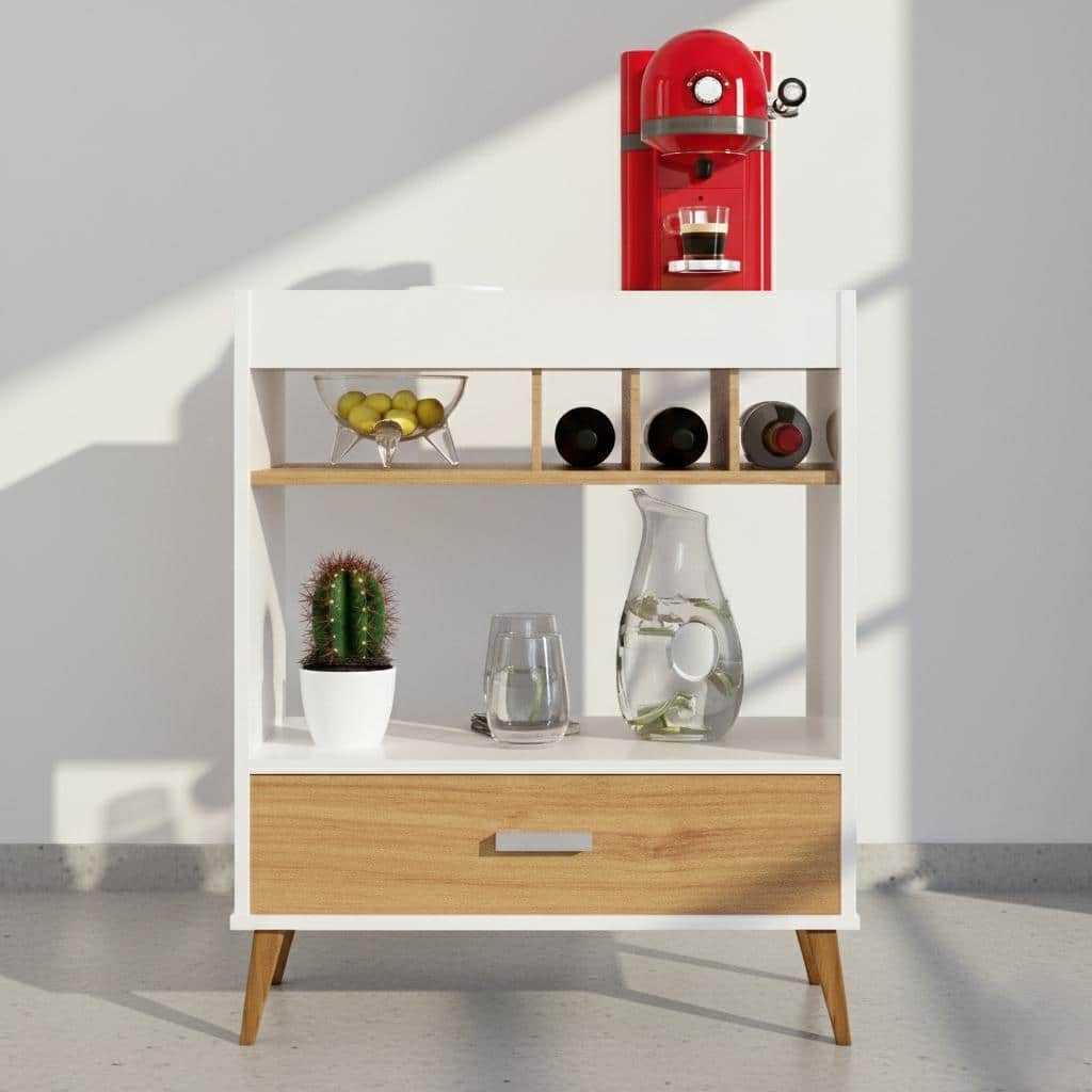 Boahaus Modern Bar Cabinet Wine Storage & Glassware Shelf