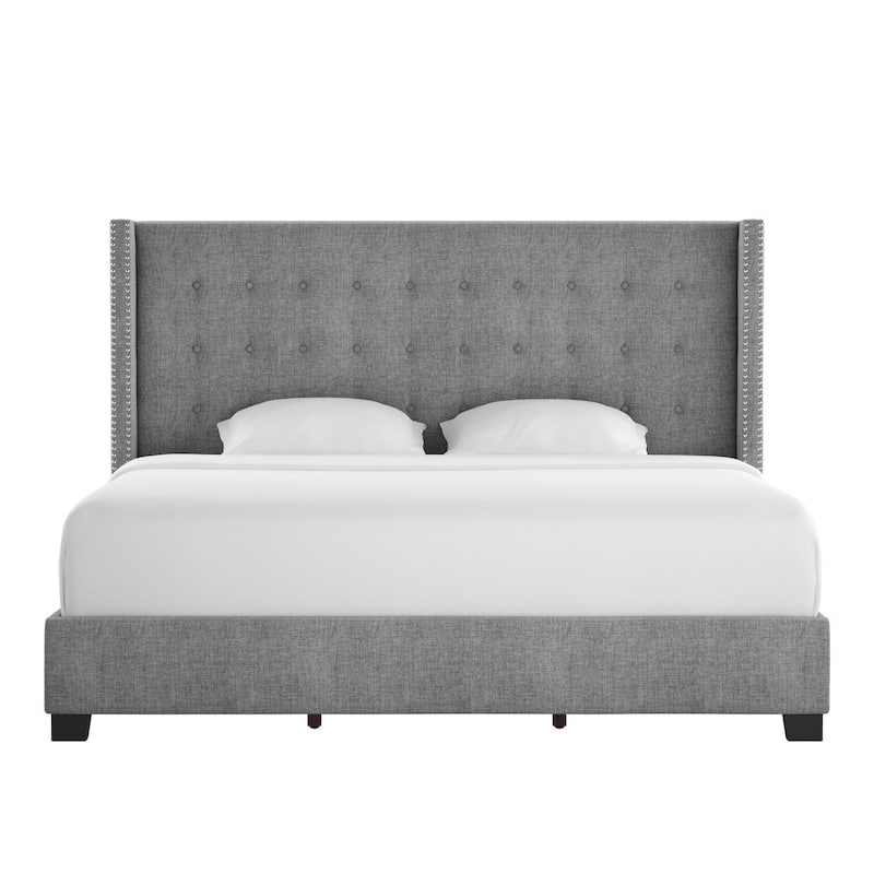 Melina Tufted Linen Wingback Platform Bed by iNSPIRE Q Bold