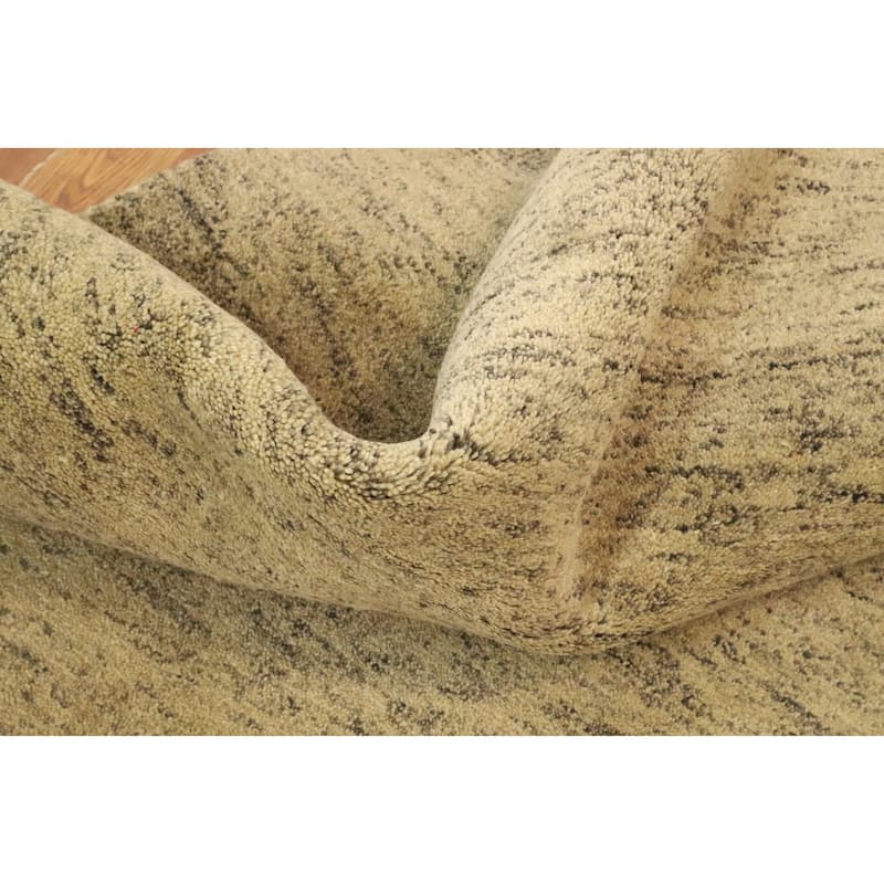 Hand Knotted Oriental 100% Wool Carpet Modern Modern Beige & Ivories Gabbeh Area Rug - 9' 6'' X 6' 5''
