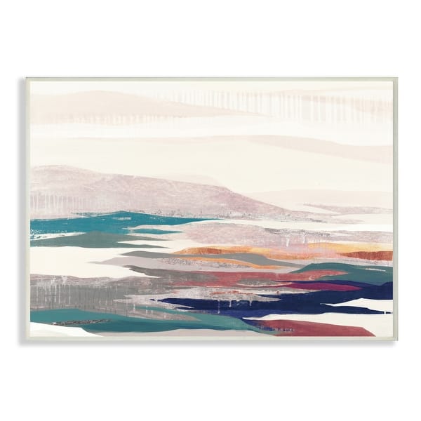 Stupell Abstract Valley Landscape Pastel Pop Hills Wood Wall Art - Blue ...