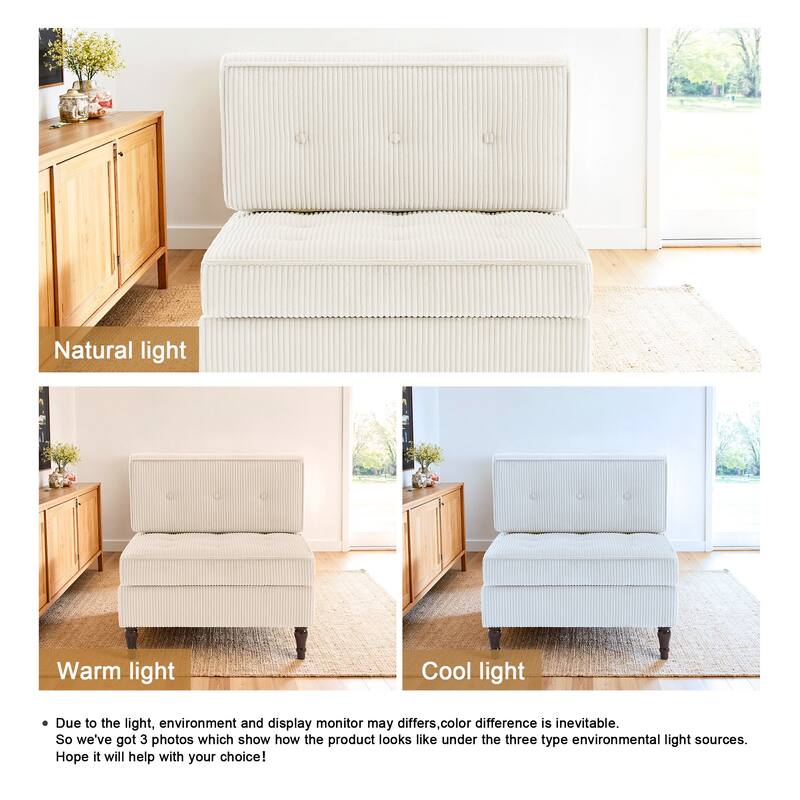 32.57" W Upholstered Corduroy Armless Accent Chair