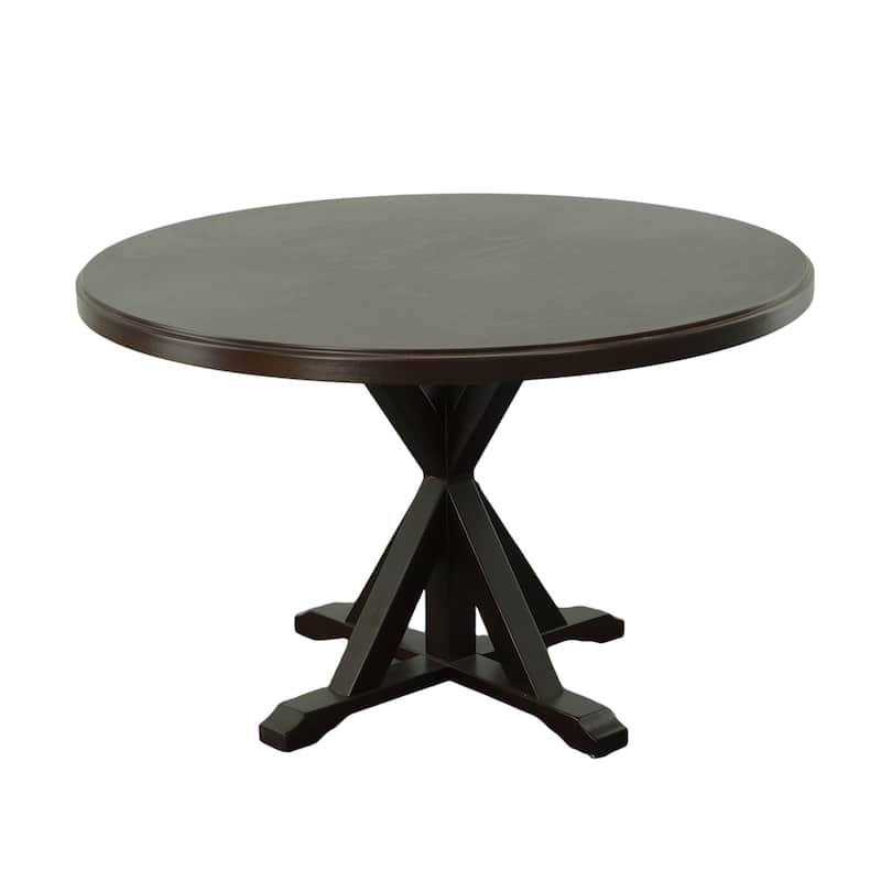 X Base Round Top Pedestal Dining Table - 48" - Espresso Brown