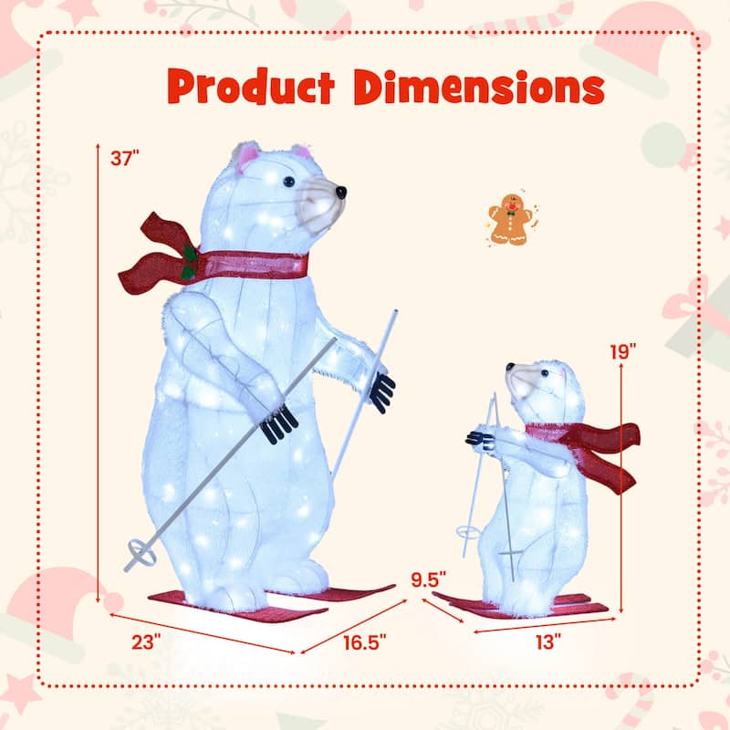 Costway 2 Pcs Animated Skiing Polar Bears with Skiing Motion & 160 - as pic shows - See Details