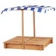 preview thumbnail 2 of 18, Kids Sandbox with Adjustable Cover, 46'' Wooden Sand Box with 2 Foldable Bench Seats, Outdoor Sandpit for Backyard Play