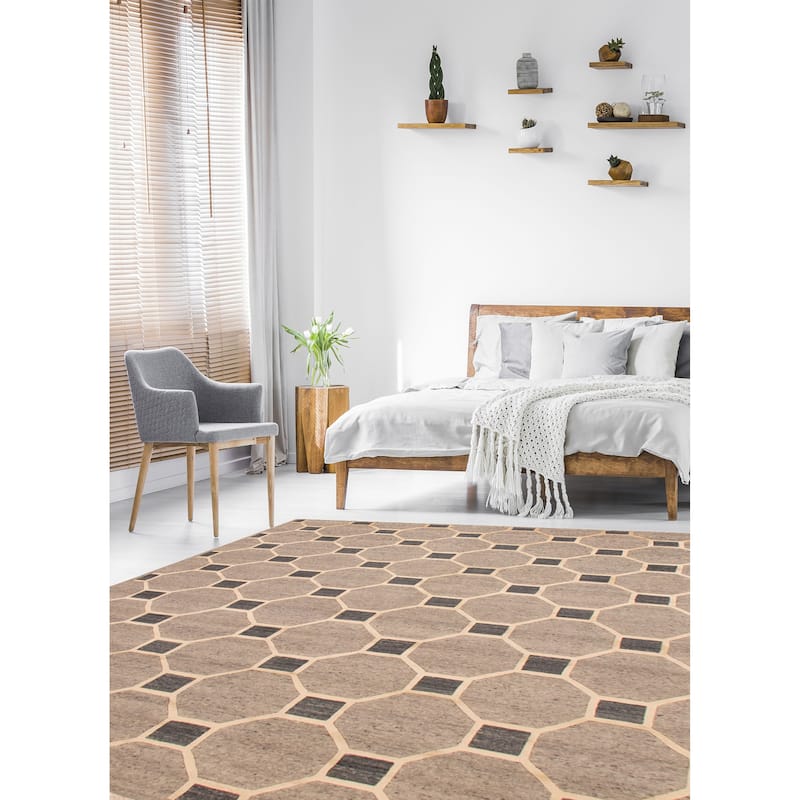 ECARPETGALLERY Hand-knotted Opulence Grey Viscose, Wool Rug - 8'0 x 9'11