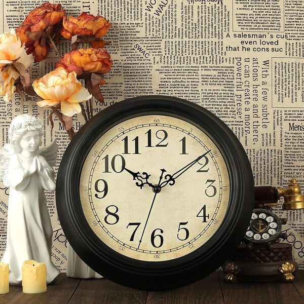 Retro Wall Clock, 12'' Non Ticking Classic Silent Wall Clocks