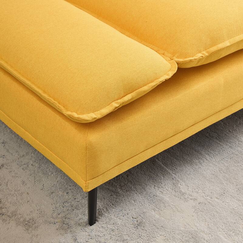 89-inch Yellow Polyester Blend Sofa for Apartment and Office